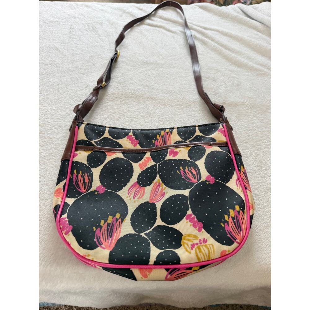 Fossil Desert Cactus & Pink Floral Crossbody Shoulder Bag